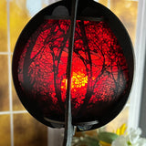 Cat-Shaped Wood Lantern with Stained Glass Belly – A Whimsical Touch for Your Home!