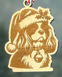 Customizable Dog Breed Ornaments - Festive Santa Hat Designs on Maple Plywood