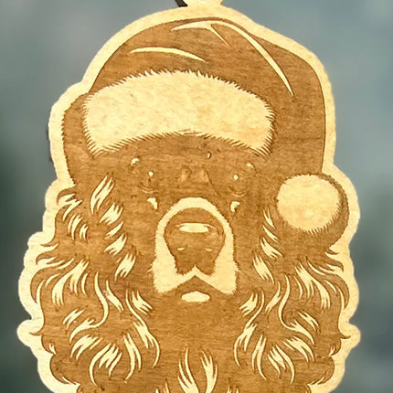 Customizable Dog Breed Ornaments - Festive Santa Hat Designs on Maple Plywood