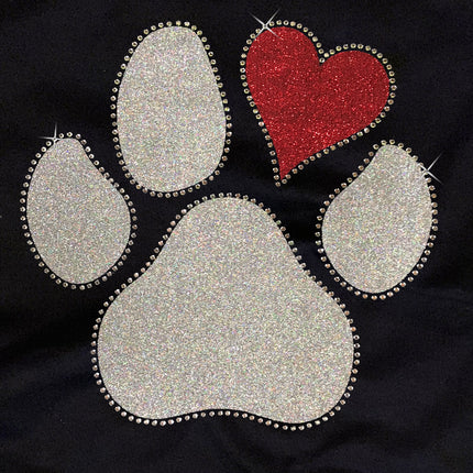 Glitter & Rhinestones Heart Paw Long Sleeve T-Shirt