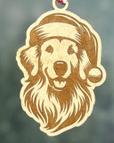 Customizable Dog Breed Ornaments - Festive Santa Hat Designs on Maple Plywood