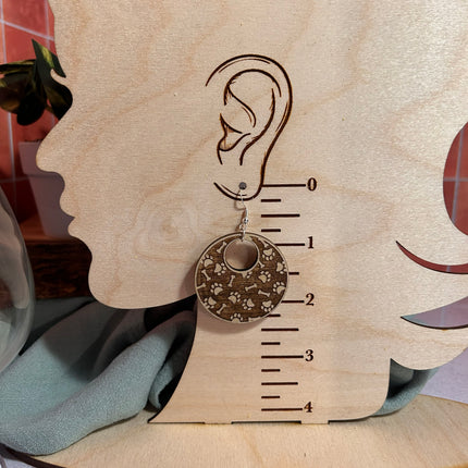 Paw Print & Bone Hoop Earrings – Lightweight Hypoallergenic Wood Jewelry