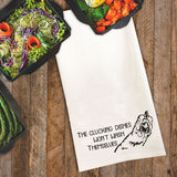 The Clucking Dishes Flour Sack Kitchen Towel: A Poultry Reminder for Kitchen Cleanup!