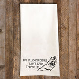 The Clucking Dishes Flour Sack Kitchen Towel: A Poultry Reminder for Kitchen Cleanup!