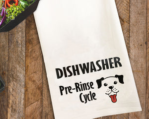 Dishwasher Pre-Rinse Tea Towel / Dog Themed Flour Sack Cotton Towel