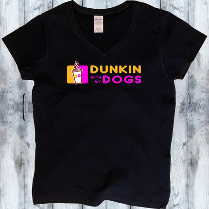 Dunkin Coffee with the Dog V-Neck T-Shirt