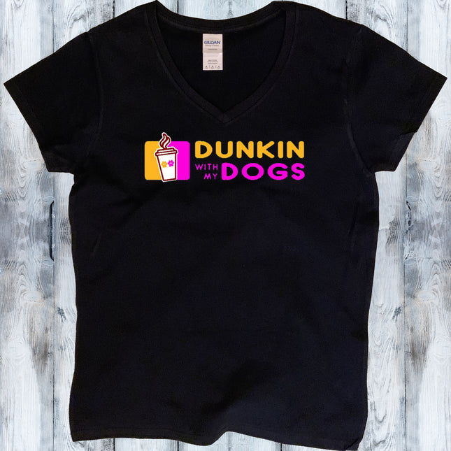 Dunkin Coffee with the Dog V-Neck T-Shirt
