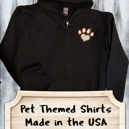 Glitter and Rhinestone Paw Prints Full Zip Sweatshirt