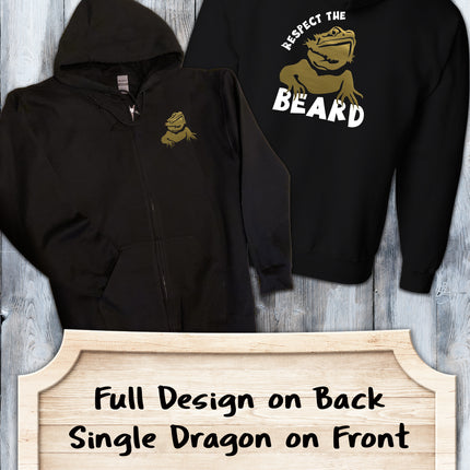 Respect the Beard - Bearded Dragon Zip-Up Hoodie