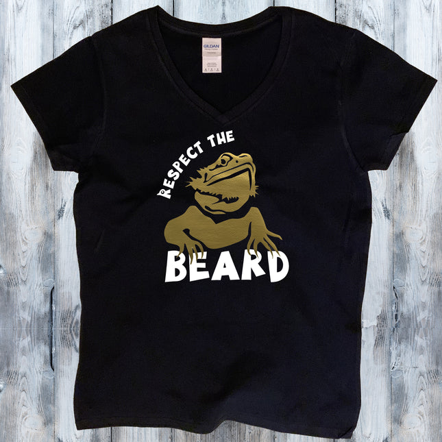 Respect the Beard - Bearded Dragon V-Neck T-Shirt