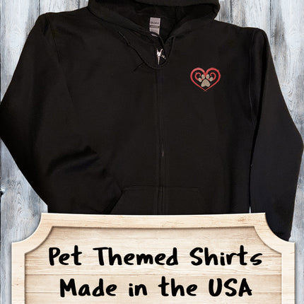 Glitter Spiral Heart Paw Print Zip-Up Hoodie