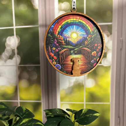 Pet Memorial Sun Catcher — Personalized Dog or Cat Ornament, Rainbow Bridge Gift