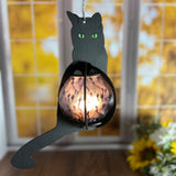Cat-Shaped Wood Lantern with Spooky Soul Hands Belly – A Creepy Touch for Your Halloween Home!