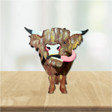 Highland Cow Eyeglass Holder: Hand-Painted Wood Art