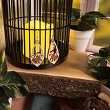 Earrings - Wood Mosaic Cat Earrings with Butterfly Charm – Sterling Silver Hooks 🐱🦋