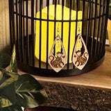 Earrings - Wood Mosaic Cat Earrings with Butterfly Charm – Sterling Silver Hooks 🐱🦋