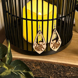 Earrings - Wood Mosaic Cat Earrings with Butterfly Charm – Sterling Silver Hooks 🐱🦋