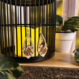 Earrings - Wood Mosaic Cat Earrings with Butterfly Charm – Sterling Silver Hooks 🐱🦋