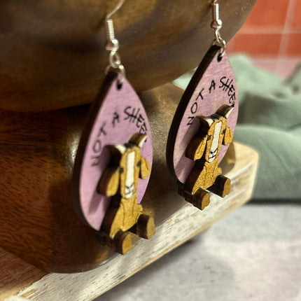 Not a Sheep Goat Earrings – Lightweight Hypoallergenic Wood Jewelry