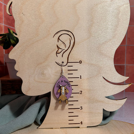 Not a Sheep Goat Earrings – Lightweight Hypoallergenic Wood Jewelry
