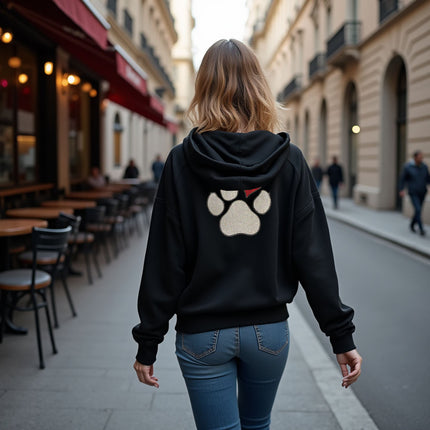 Glitter & Rhinestones Heart Paw Zip-Up Hoodie