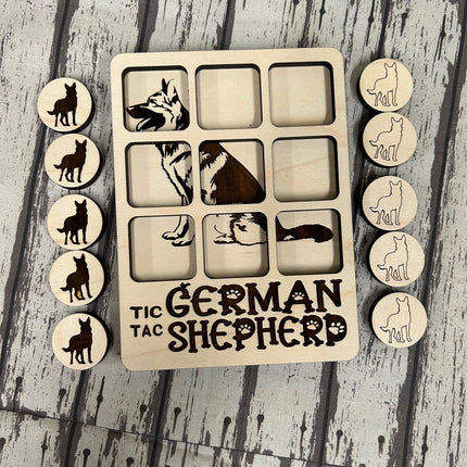 Customizable Tic-Tac-Toe Game with Engraved Dog Breed Images