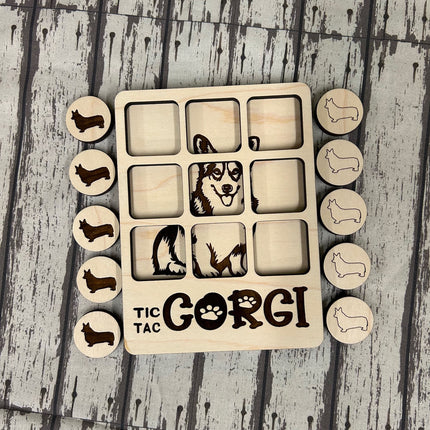 Customizable Tic-Tac-Toe Game with Engraved Dog Breed Images