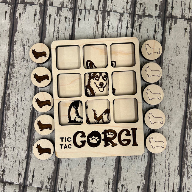 Customizable Tic-Tac-Toe Game with Engraved Dog Breed Images