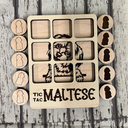 Customizable Tic-Tac-Toe Game with Engraved Dog Breed Images