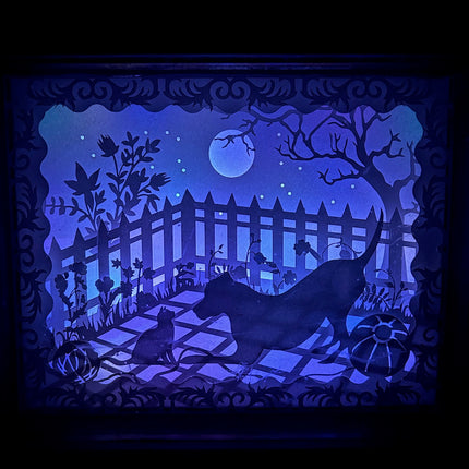 Moonlit Harmony: Cat and Dog Serenity Lightbox