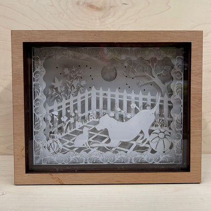 Moonlit Harmony: Cat and Dog Serenity Lightbox