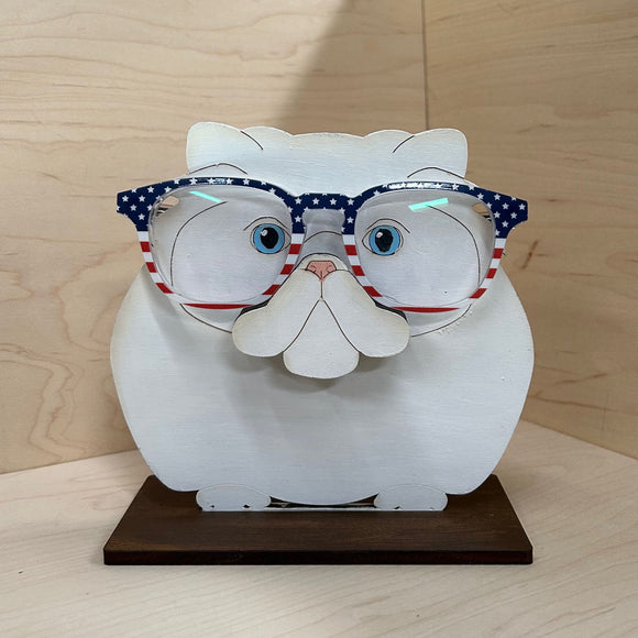 Purr-fectly Chic: Persian Cat Eyeglass Holder - A Feline Fashion Statement for Your Specs!