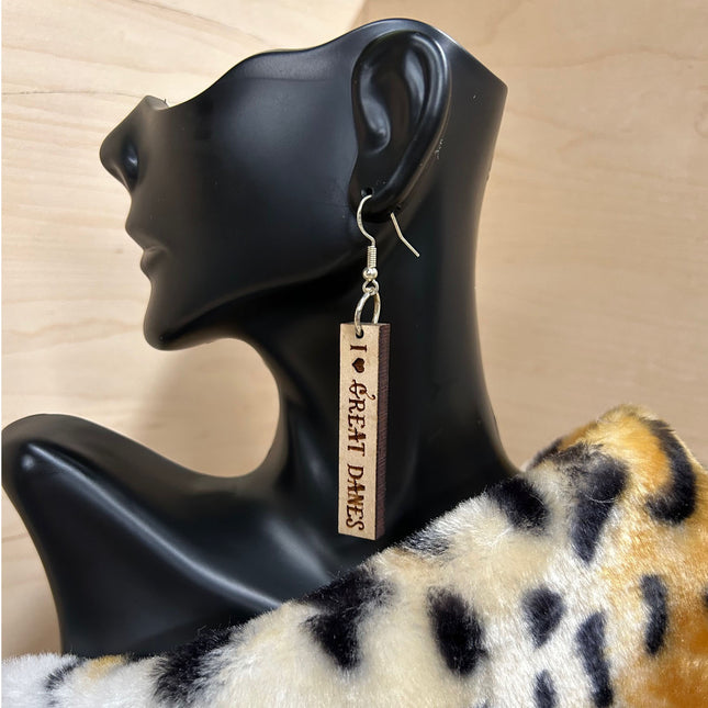 I Love [Your Pet Breed] Bar-shaped Earrings - Personalized Pet Jewelry for Dog or Cat Lovers