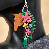 "Horse Head Majesty: Exquisite Flower Crown Earrings – Unique Equine-inspired Jewelry for Elegance and Style