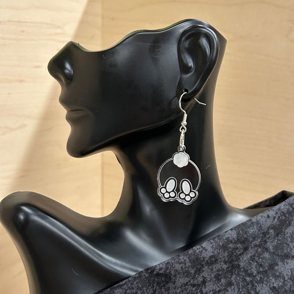 Easter Bliss: Clear Acrylic Bunny Earrings with Engraved Delight – Hop into Style!