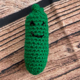 Organic Catnip-Packed Crochet Pickle Cat Toy with Crinkle Paper for Extra Fun