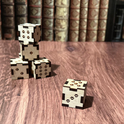Paw Print Wooden Dice – Unique Pet-Themed Gaming Dice with Adorable Dots