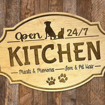 Sign - Kitchen - Meals Memories Love Pet Hair - Maple - 11" x 19"