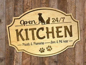 Sign - Kitchen - Meals Memories Love Pet Hair - Maple - 11" x 19"