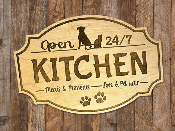 Sign - Kitchen - Meals Memories Love Pet Hair - Maple - 11