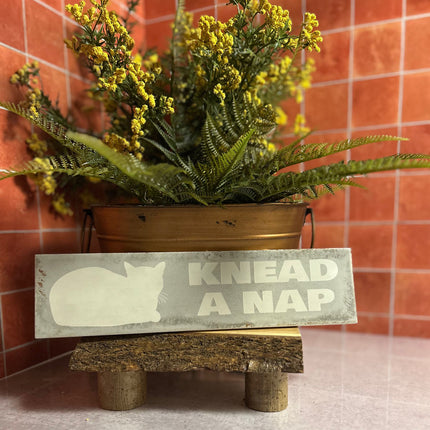 Custom Engraved Cat Sign – Personalized "Knead a Nap" Ceramic Tile