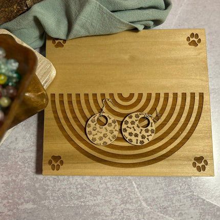 Paw Print & Bone Hoop Earrings – Lightweight Hypoallergenic Wood Jewelry