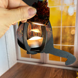 Cat-Shaped Wood Lantern with Stained Glass Belly – A Whimsical Touch for Your Home!