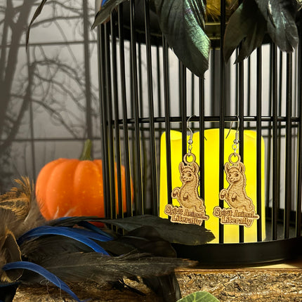 Ghost Llama Earrings | "Spirit Animal...Literally" Halloween Wood