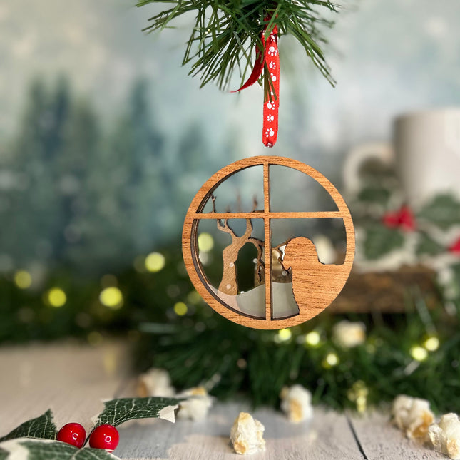 Doodle Breed Snowy Window Ornament / Dog Christmas Ornament