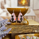 Cat & Heart "Meow" Hand-Painted 3D Wood Earrings