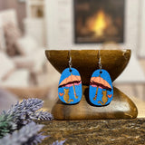 Umbrella Cat Hand-Painted 3D Wood Earrings