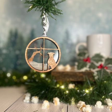 Pitbull Breed Snowy Window Ornament / 3D Dog Christmas Ornament