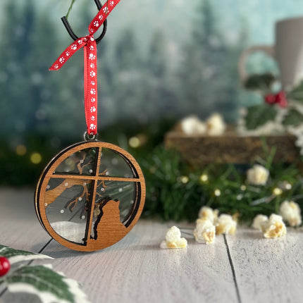 Bombay Cat Breed Snowy Window Ornament / Cat Christmas Ornament