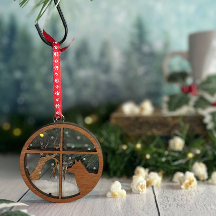 Personalized Shepherd (German, Dutch) Snowy Window Ornament – 3D Engraved Dog Christmas Ornament